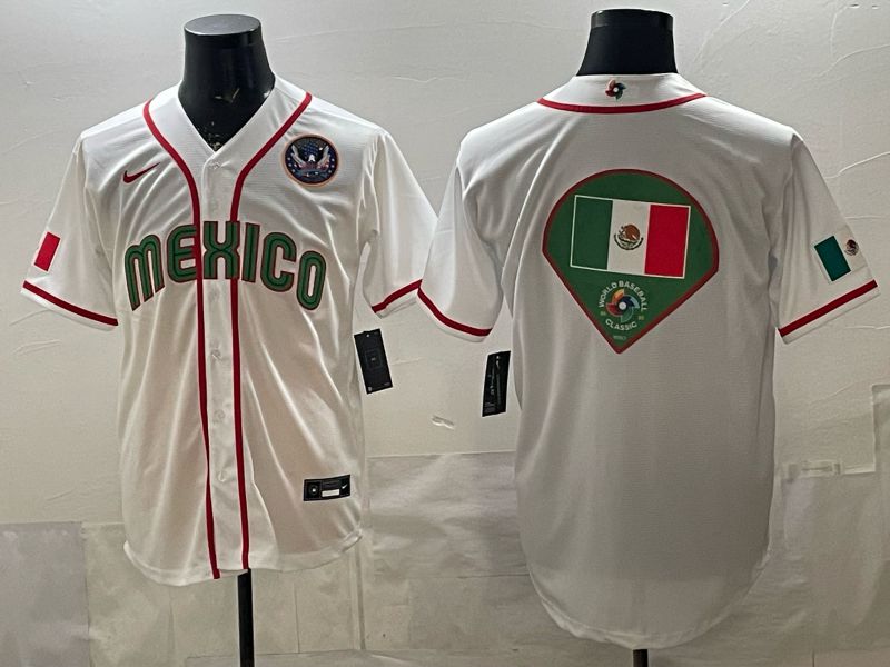 Men 2026 World Cub Mexico Blank White Game Nike MLB Jersey style 0012->->MLB Jersey